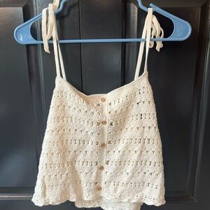 American Eagle Outfitters Cream Crochet Camisole